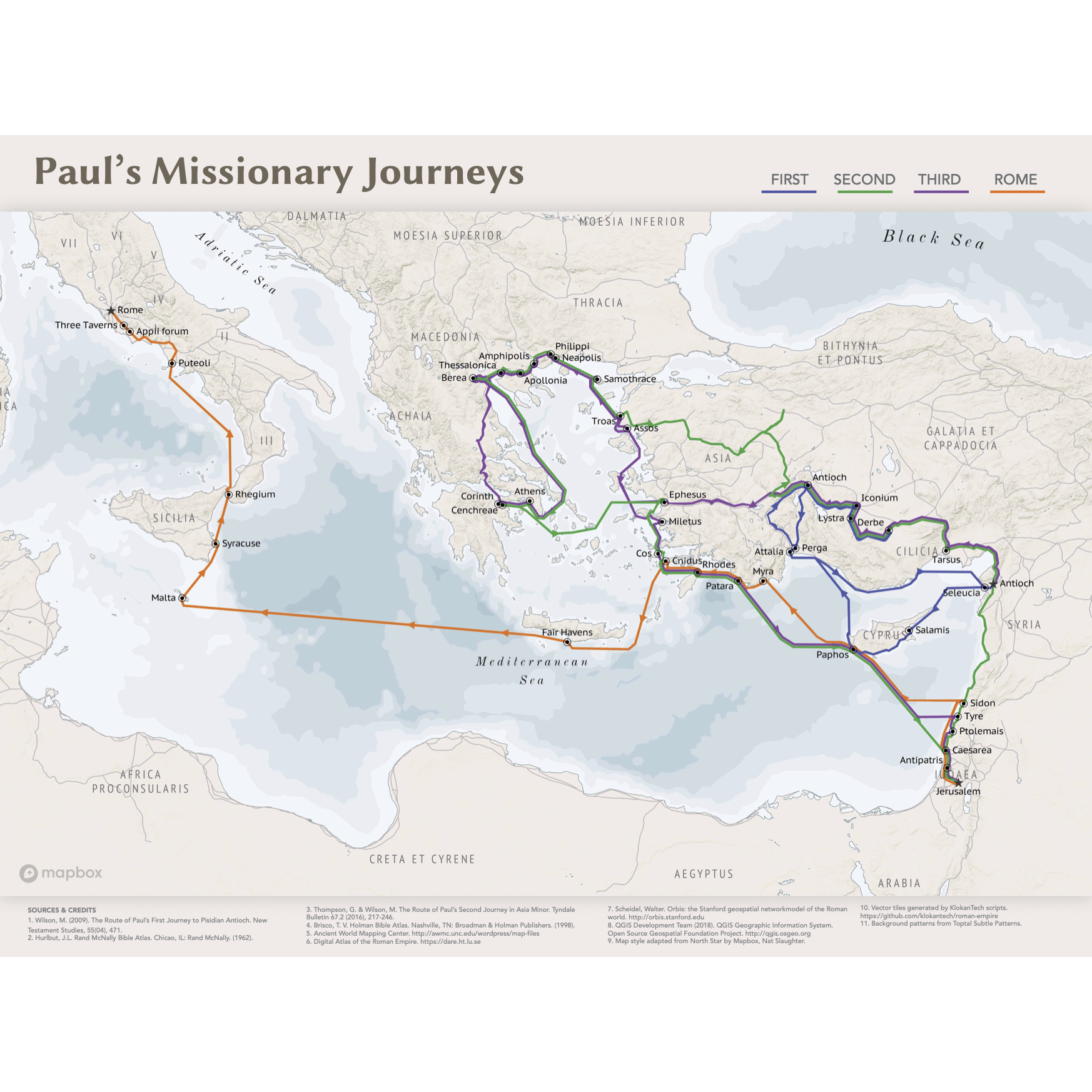 Map of Paul's Missionary Journeys Viz.Bible